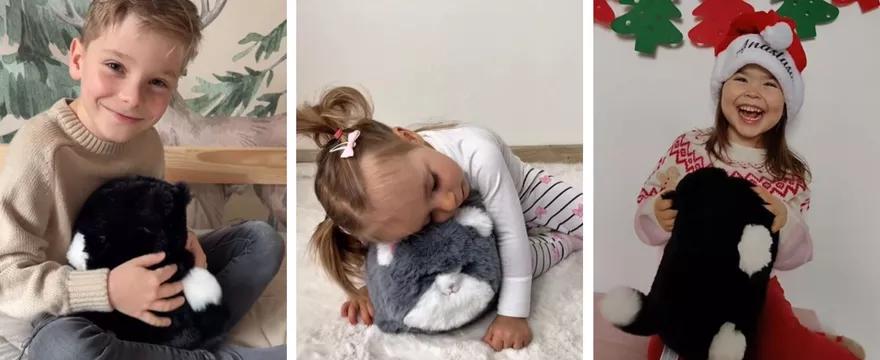 Kotki Huggy Luv wywołują dziecięce uśmiechy